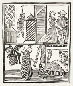 Tragédia de Batemans, ilustração dos Chap-livros do século XVIII por John Ashton, bar. 1882 de English School