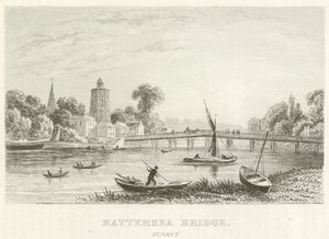 Battersea Bridge, Surrey (gravura) de English School