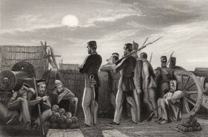 Bateria em Lucknow, os defensores à procura, de "A História do Motim Indiano" de English School