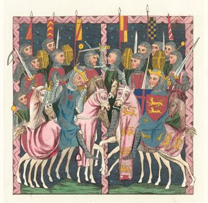 Batalha de Hastings (gravura colorida) de English School