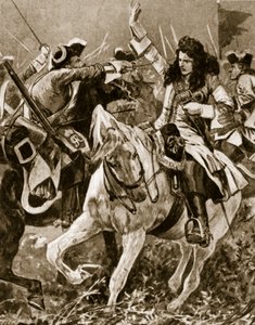 Batalha de Malplaquet, 11 de setembro de 1709: Cavaleiro São Jorge ferido durante a Guerra da Sucessão Espanhola; de English School