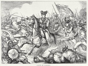 Batalha de Plassey (cor litho) de English School