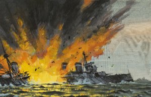 Battleship sendo afundado de English School