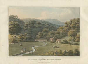 Beaudesert Park: gravura em aquatinta colorida, 1816 de English School