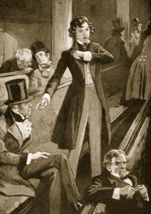 Benjamin Disraeli fazendo seu primeiro discurso na Câmara de English School