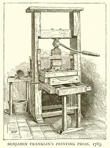 Imprensa de Benjamin Franklins, 1785 de English School