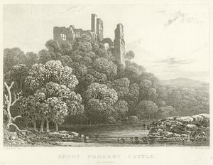 Castelo Berry Pomeroy, Devonshire (gravura) de English School