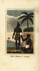 Bijogos homem e mulher de Cazegut (Ilhas Bissagos, Guiné Bissau, África Ocidental) de English School