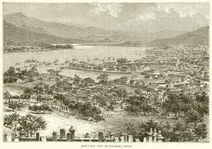 Vista aérea de Nagasaki, Japão de English School