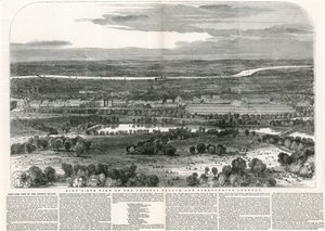 Birdseye, vista, de, a, palácio cristal, e, cercar, país, grande exibição, 1851 de English School