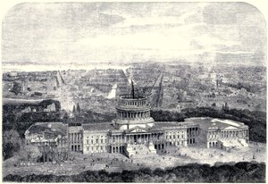 Birdseye vista da cidade de Washington 1861, com o Capitólio em construção em primeiro plano [versão limpa Digital] de English School