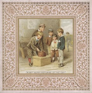 Cartão de aniversário (cromolitografia) de English School