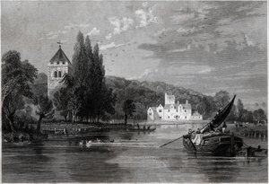 Abadia de Bisham. (gravura, ca. 1850) de English School
