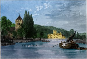 Abadia de Bisham. (gravura, ca. 1850) de English School