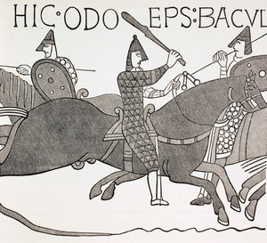 Bispo Eudes segurando seu bastão de escritório na Batalha de Hastings, c.1880 de English School