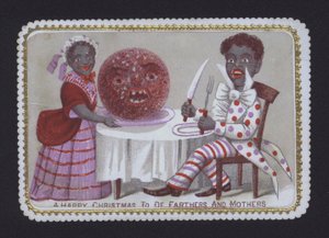 Casal negro desejando um Feliz Natal a De Farthers e Mothers (cor litho) de English School