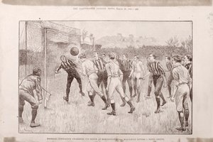 Blackburn Rovers vs. Nottingham County no Kennington Oval, do The Illustrated Sporting e Dramatic News, 23 de março de 1891 de English School