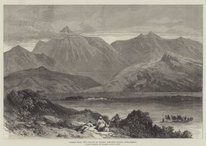 Bodeen Peak, and Village of Madzai, Khoorum Valley, Afeganistão (gravura) de English School