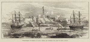 Bombardeamento de Mombaça pela HMS Nassau e Rifleman e Barcos da HMS Londres (gravura) de English School