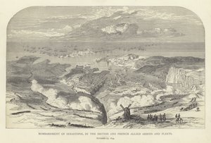 Bombardeio de Sebastopol pelos Exércitos e Frotas Aliados Britânicos e Franceses, 17 de outubro de 1854 de English School