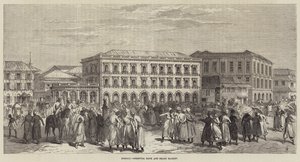 Bombaim, Banco Oriental e Mercado de Acções (gravura) de English School