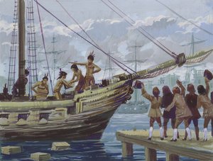 Boston Tea Party (guache no papel) de English School
