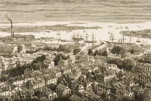 Boston, de Bunker&39;s Hill, em c.1870, de &39;American Pictures&39; publicado pela Religious Tract Society, 1876 de English School