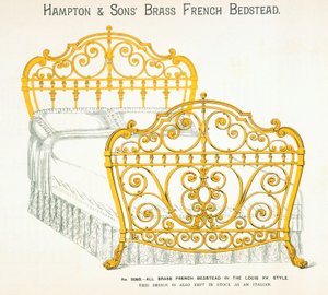 Leito de latão francês da Hampton and Sons Catalogue de Furniture, 1902