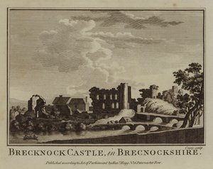Castelo Brecknock, em Brecknockshire (gravura) de English School