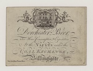 Brewer, cerveja de Dorchester, cartão de comércio de English School