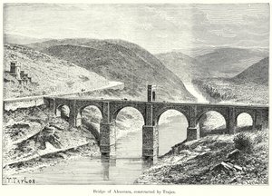Ponte de Alcântara, construída por Trajano (gravura) de English School