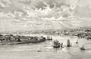 Brisbane Harbour, Austrália, c.1880, de &39;Australian Pictures&39; de Howard Willoughby, publicado pela Religious Tract Society, Londres, 1886 de English School