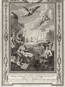 A vitória do almirante britânico George Rodney sobre a frota francesa comandada pelo conde de Grasse na Batalha de Saintes, guerra da independência americana, 1782 de English School