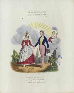 Cartão de dia dos namorados britânico com uma imagem de um homem e uma mulher de mãos dadas de English School