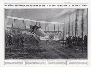 Avião britânico escapando de uma patrulha alemã, Primeira Guerra Mundial, Bélgica de English School