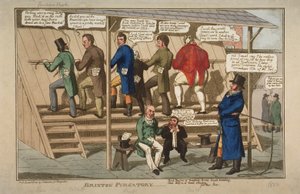 Purgatório de Brixton, 1822 (gravura à mão colorida) de English School