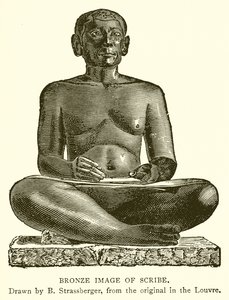 Imagem em bronze de um escriba (gravura) de English School