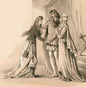 A esposa e filha de Bruce sendo devolvida a ele depois de Bannockburn de English School
