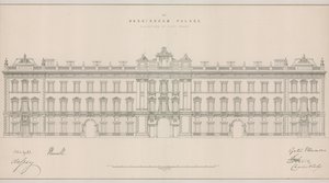Palácio de Buckingham, elevação da frente leste de English School