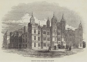 Burghley House, Frente Norte (gravura) de English School