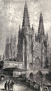 Catedral de Burgos, Burgos, Espanha, de &39;Espanha: um resumo da história espanhola da conquista moura à queda de Granada, 711-1492&39;, de Henry Edward Watts, publicada em 1893 de English School