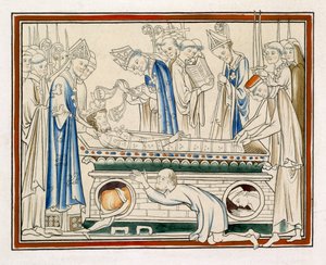 Enterro de Edward o Confessor, ilustração de um fac-símile da vida de St Edward o Confessor de English School