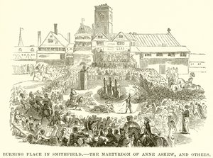 Palácio ardente em Smithfield .-- O martírio de Anne Askew e outros de English School