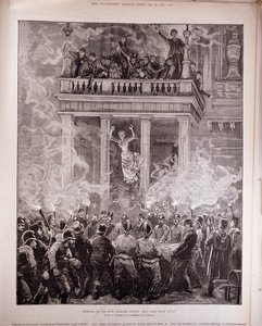 Queima do Ring Theater, Viena: Como alguns foram salvos, de "The Illustrated London News", 24 de dezembro de 1881 (gravura) de English School