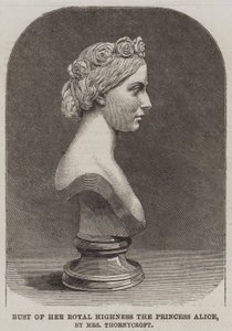 Busto de Sua Alteza Real a Princesa Alice, pela Sra. Thornycroft (gravura) de English School