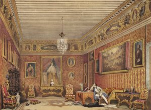 Quarto Byrons no Palazzo Mocenigo, Veneza (wc no papel) de English School
