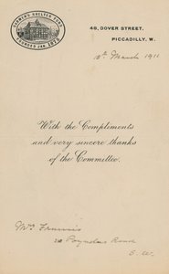 Cabmens Shelter Fun, fundada em janeiro de 1875. Carta de English School