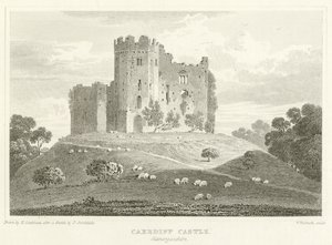 Castelo de Caerdiff, Glamorganshire (gravura) de English School