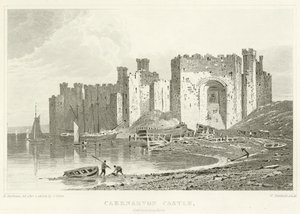 Castelo de Caernarvon, Caernarvonshire (gravura) de English School