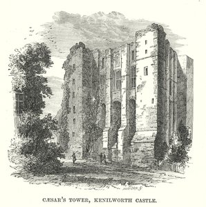 Caesars Tower, Castelo Kenilworth (gravura) de English School